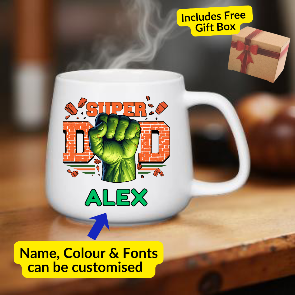 Superhero Dad Personalised Mug – Father's Day Special