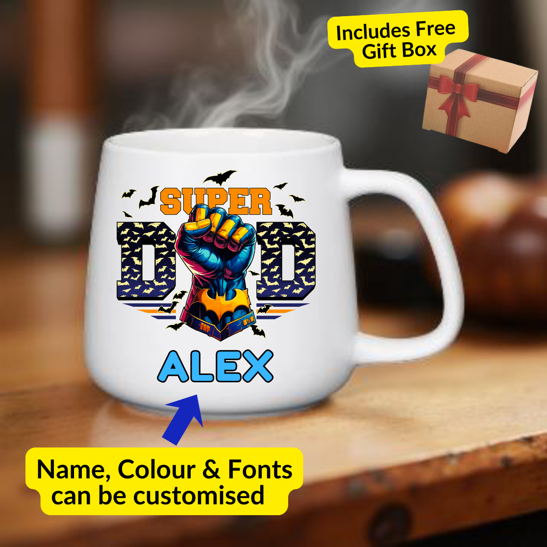 Superhero Dad Personalised Mug – Father's Day Special