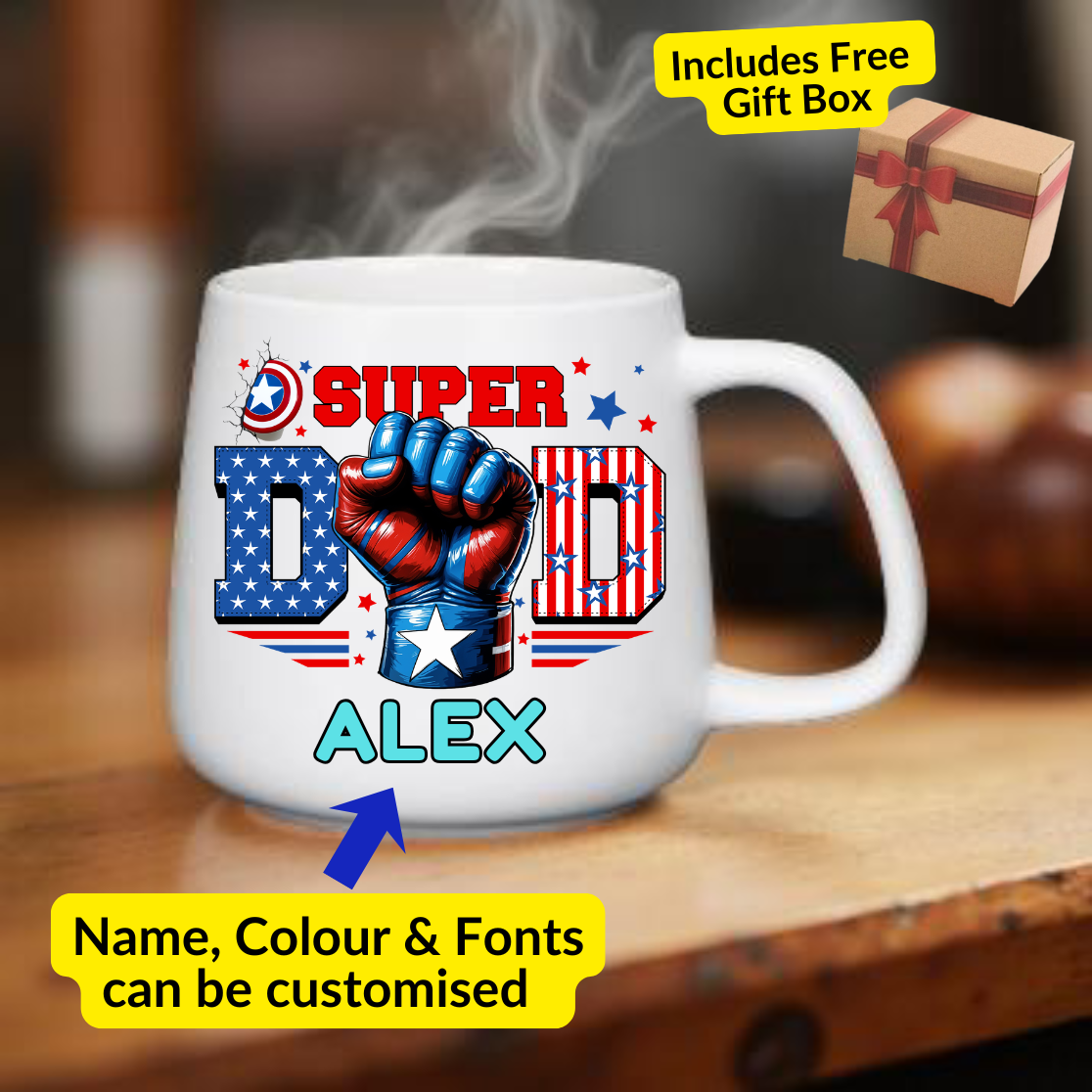 Superhero Dad Personalised Mug – Father's Day Special