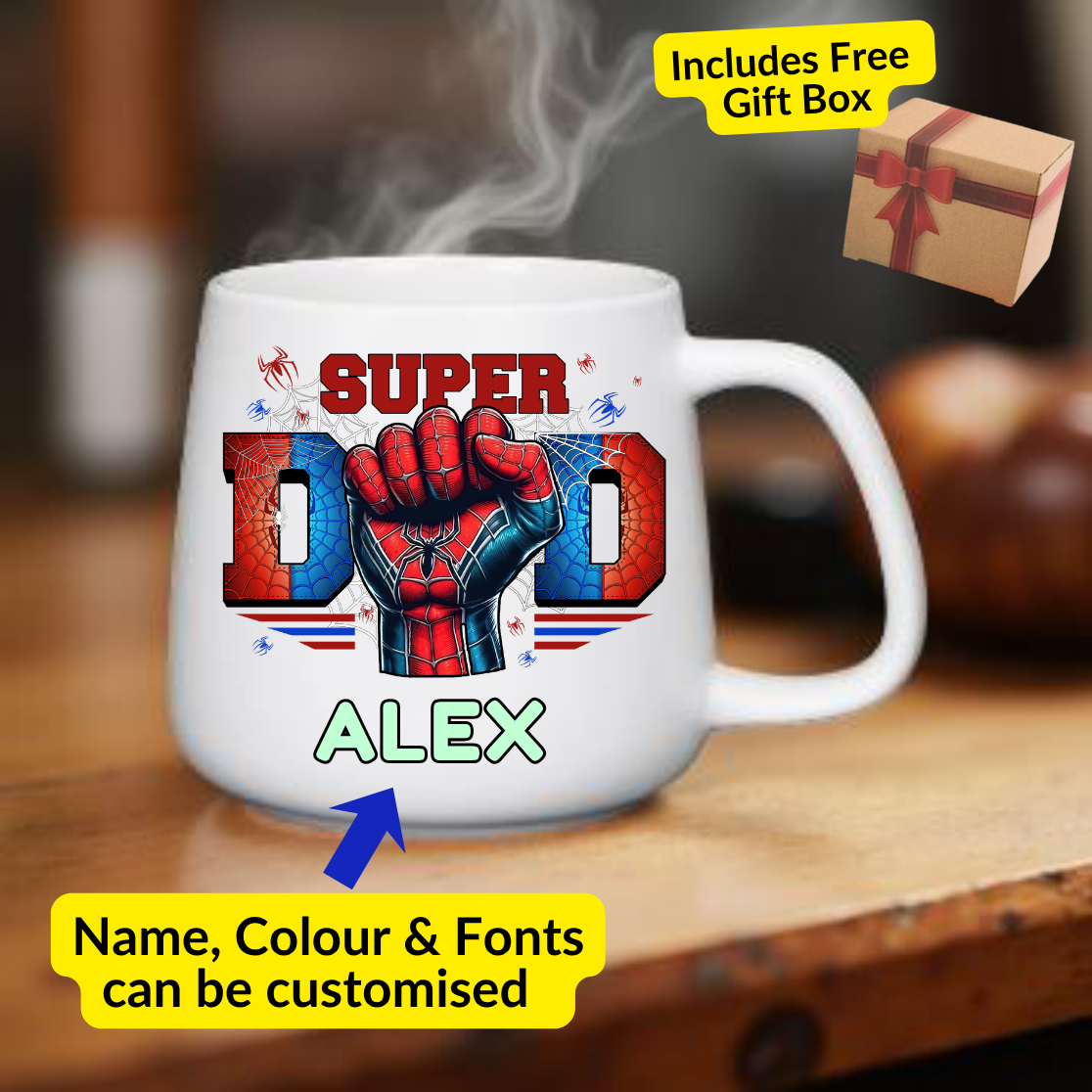 Superhero Dad Personalised Mug – Father's Day Special
