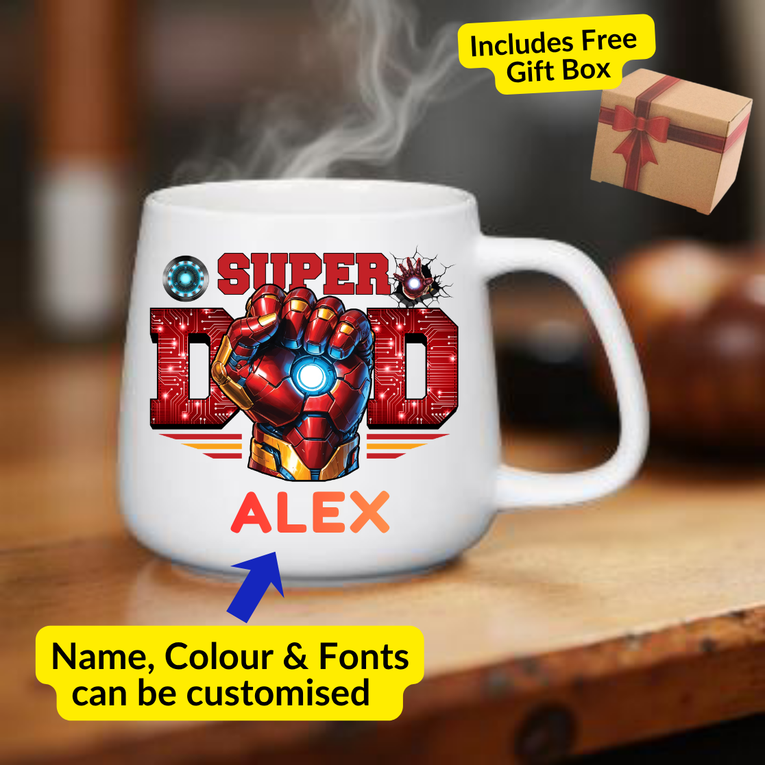 Superhero Dad Personalised Mug – Father's Day Special